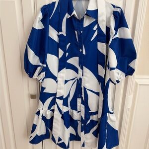 Blue and White Floral Dress